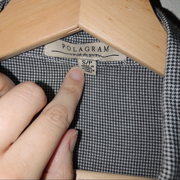 Polagram Houndstooth Blouse with Tie Neck - Picture 2 of 3